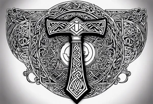thor's hammer mjolnir knotwork tattoo idea