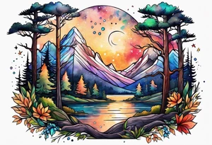 Woods nature stars family tattoo idea