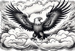eagle fly through big clouds and thunder tattoo idea