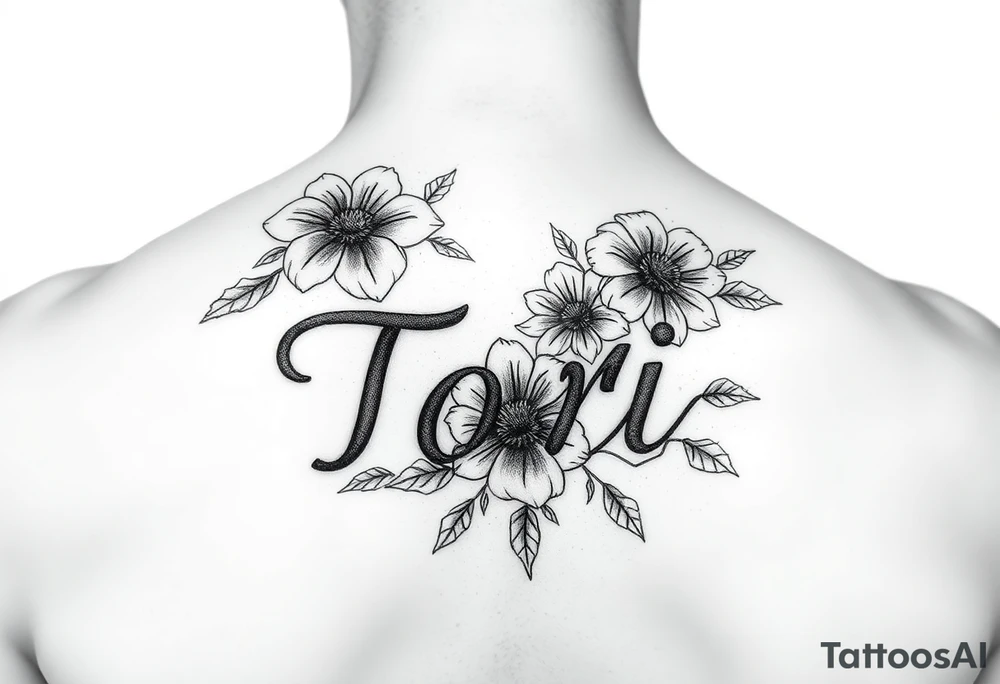 Name Tori with flowers tattoo idea