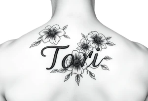 Name Tori with flowers tattoo idea