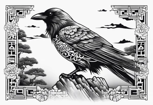 Ancient ruins crow tattoo idea
