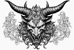 Horned Devil fighting tattoo idea