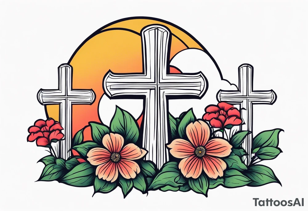 three crosses on hill


vintage flowers
old school vintage simple traditional design 



bold color simple tattoo idea