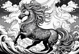 a kirin surrounded by cloud tattoo idea