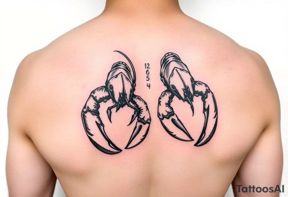 Lobsters holding claws tattoo idea