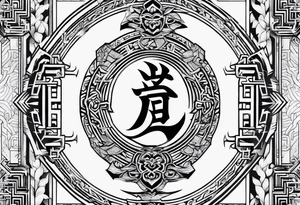 broken sword with japanese kanji tattoo idea