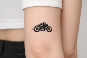 Vintage motorcycle racing, black and white illustration tattoo idea