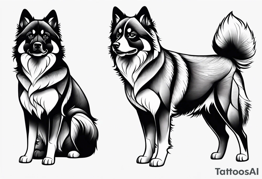 Balck and white pomski on legs tattoo idea