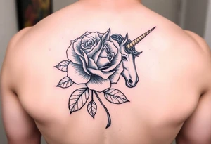 Yellow rose and unicorn tattoo idea