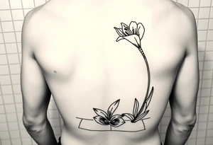 bathroom with lily coming up out of tile floor tattoo idea