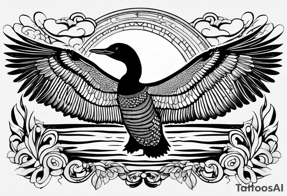 A loon with its wings spread tattoo idea