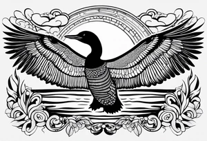 A loon with its wings spread tattoo idea