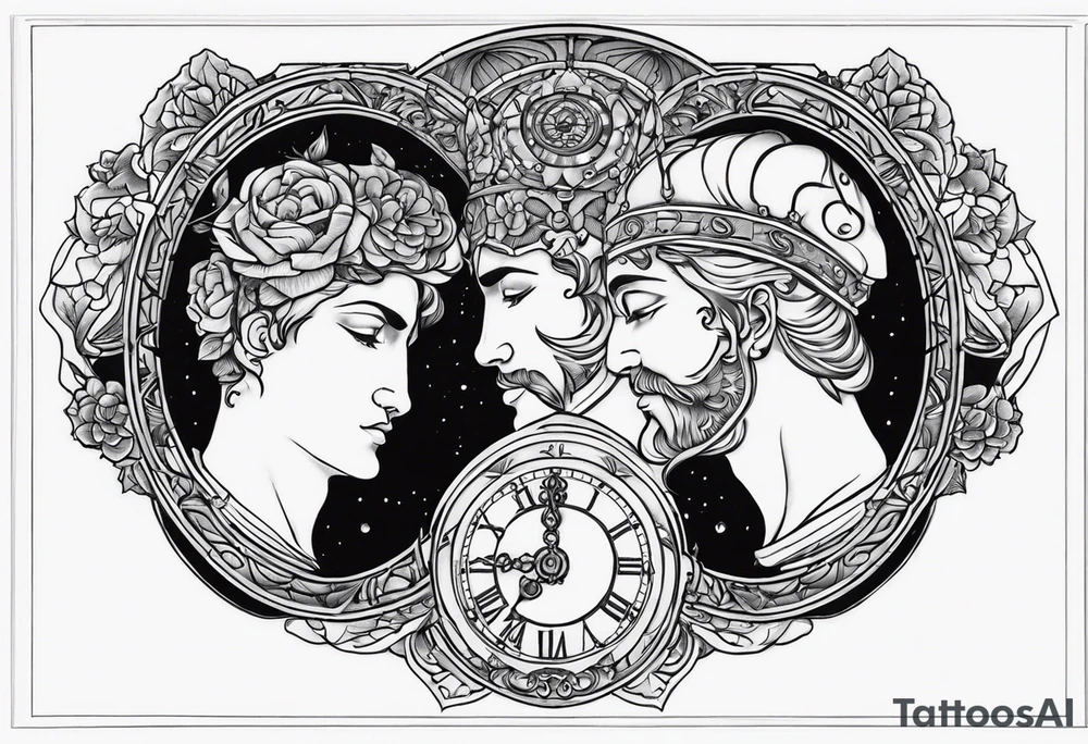 Janus, timeless clock tattoo idea