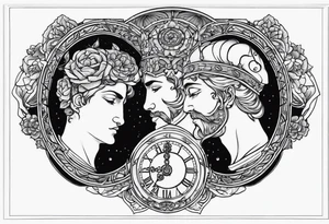 Janus, timeless clock tattoo idea