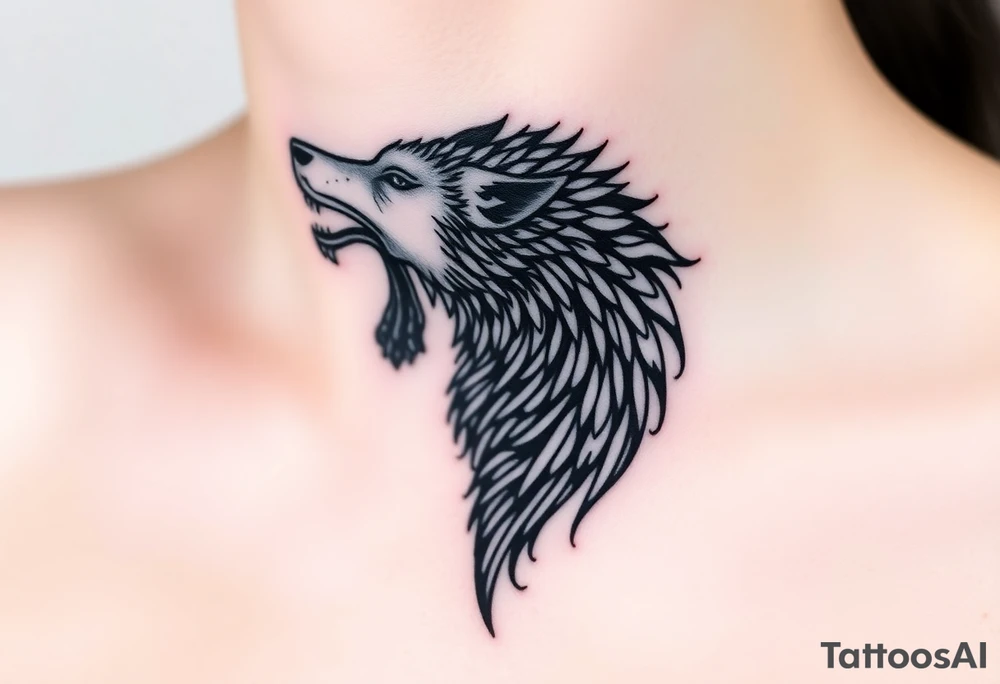 A  wolf snarling as a sheep  mystical creature tattoo idea