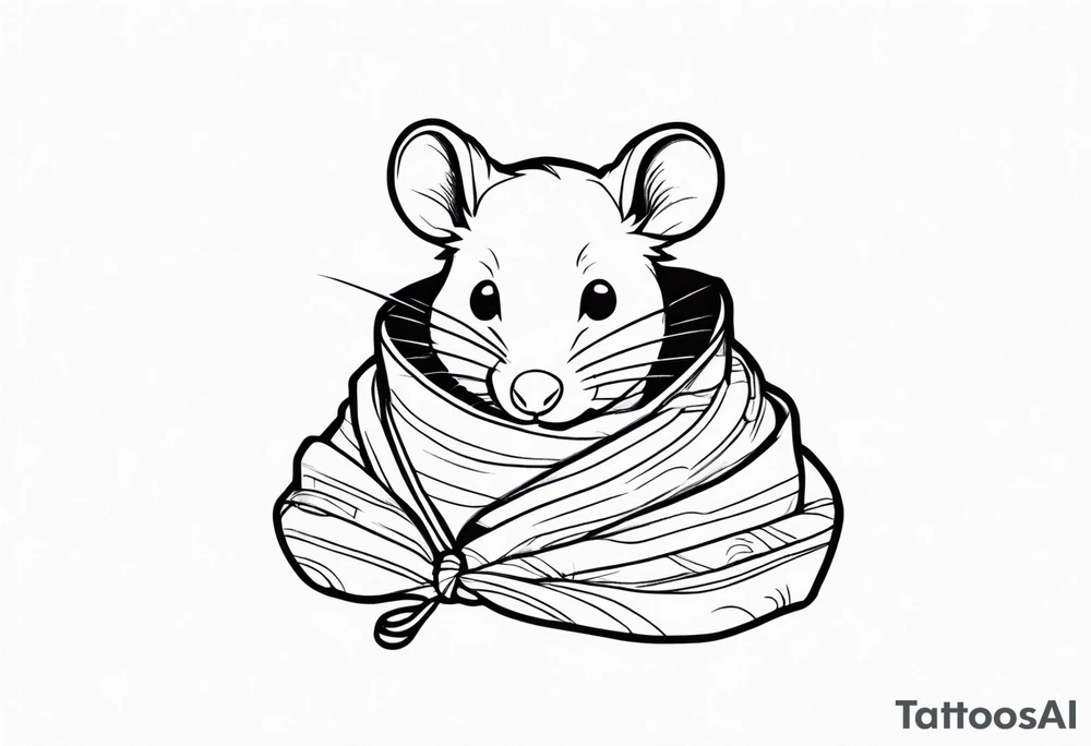 rat in cosy blanket tattoo idea