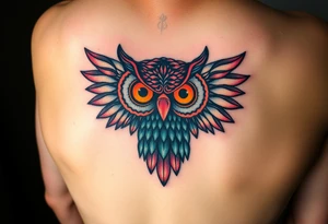 Honey comb owl tattoo idea