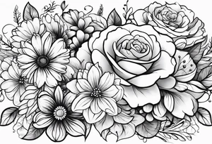 Arm sleeve dedicated to mom with multicolor flowers tattoo idea