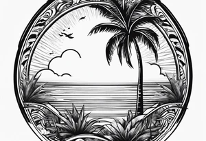 gambling sun palm tree tattoo idea