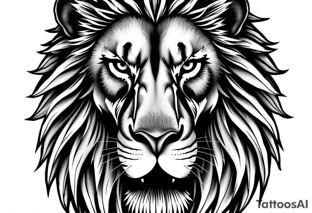 powerful majestic lion, close-up tattoo idea