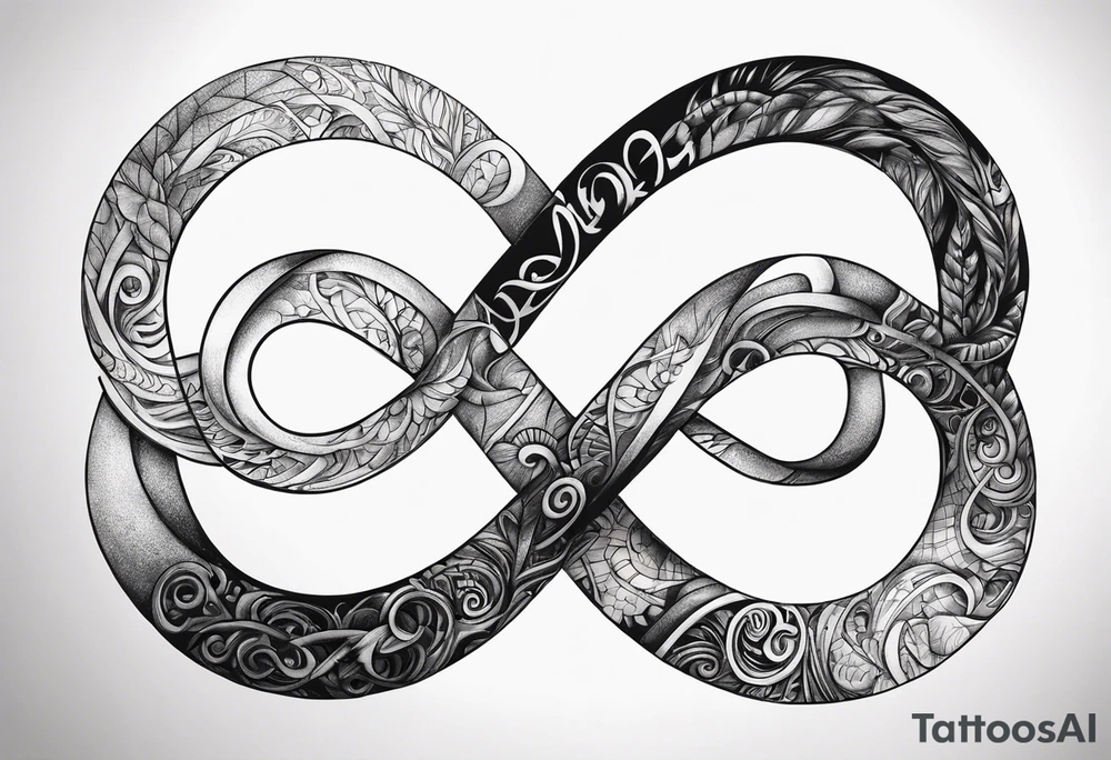 Infinity symbol with writing tattoo idea
