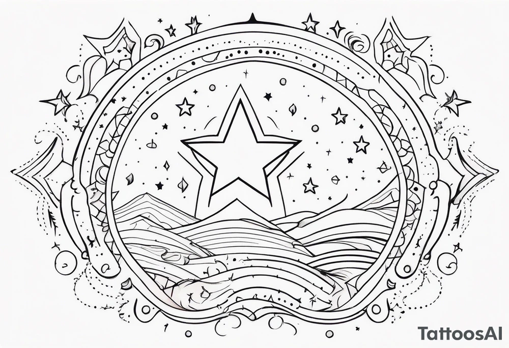 fine line with stars, swirls, dots. Western tattoo idea