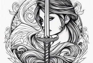 sword, wave, bolt tattoo idea