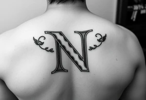 give me a tattoo idea of the letter N with a dollar bill tattoo idea
