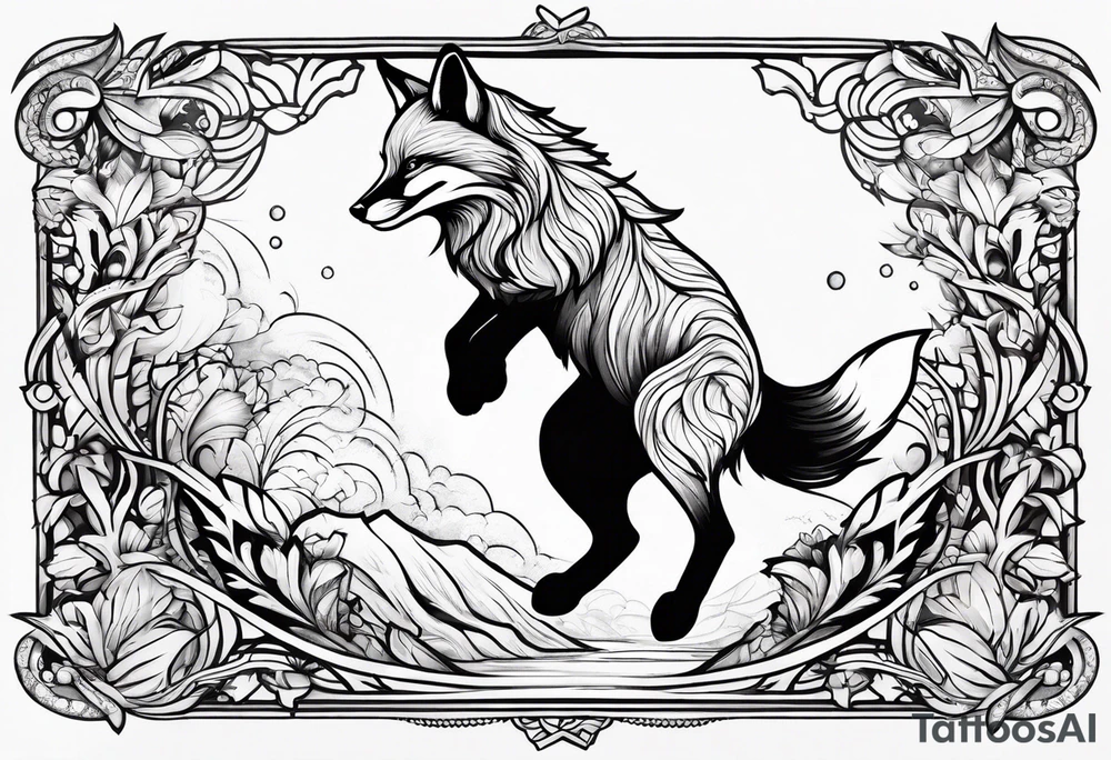 Fox leaping tattoo idea