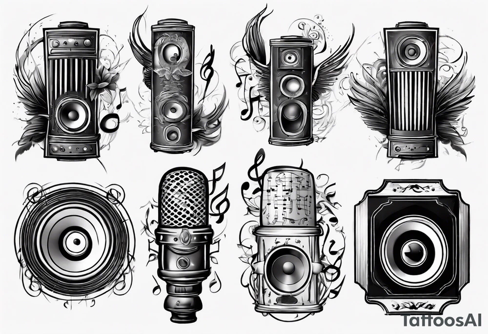 speaker, music staff tattoo idea