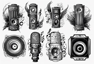 speaker, music staff tattoo idea