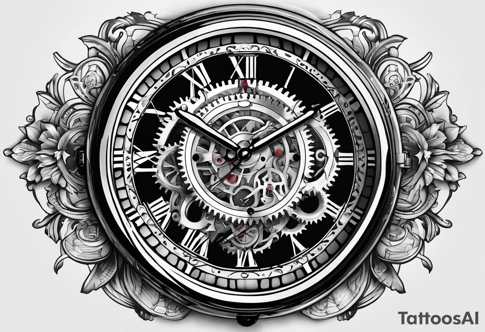 A mechanical watch face tattoo idea