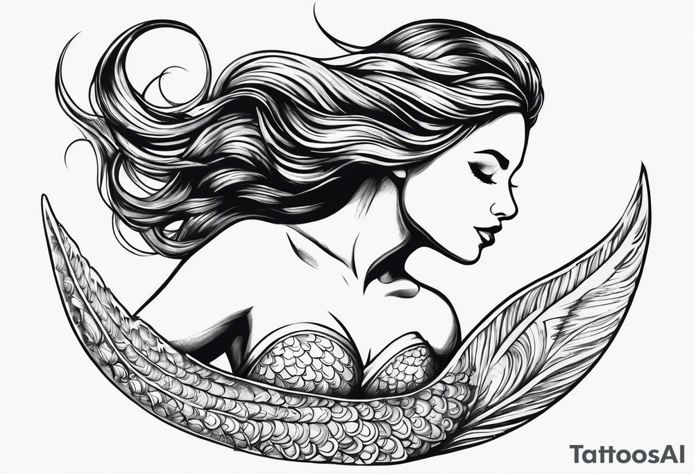 Draw a mermaid body with nice long fish tail with a shell bra tattoo idea Draw a mermaid body with nice long fish tail with a shell bra tattoo idea