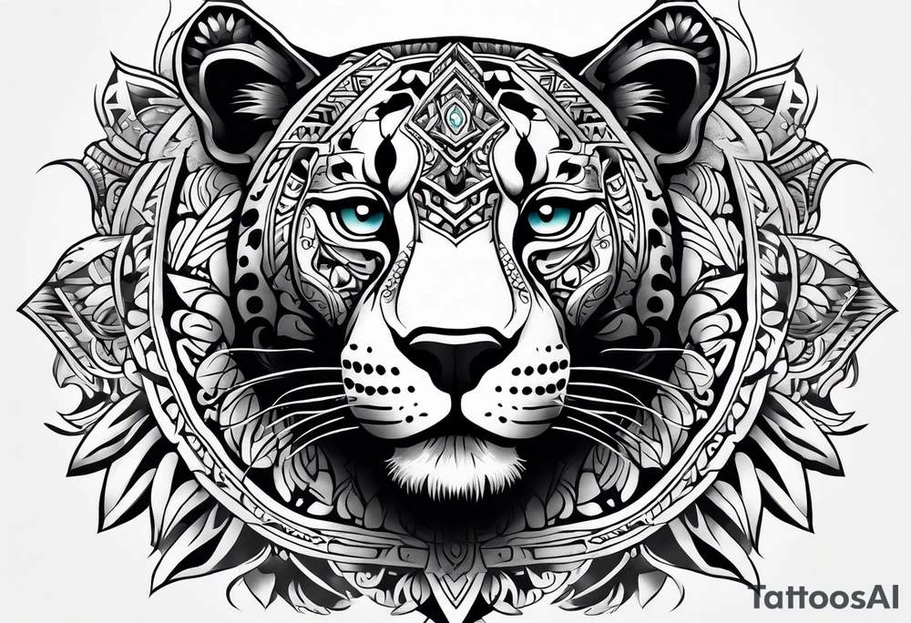 aztec black jaguar sitting tattoo idea