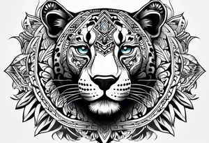 aztec black jaguar sitting tattoo idea