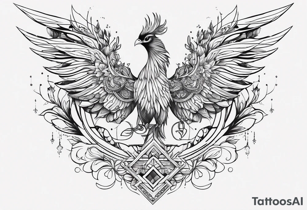 girly phoenix sternum tattoo tattoo idea