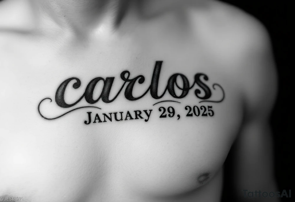name of a dead loved one and their death date named, their name is carlos and their death date is January 29 , 2025 tattoo idea