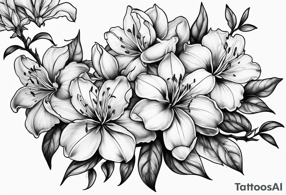 5-petal azaleas along a long branch tattoo idea