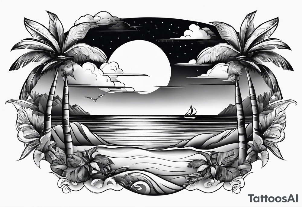Heavenly Beach Coastal View tattoo idea