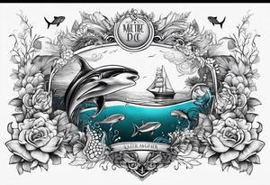 Father daughter matching 2 separate tattoos . Water related. Marine life tattoo idea