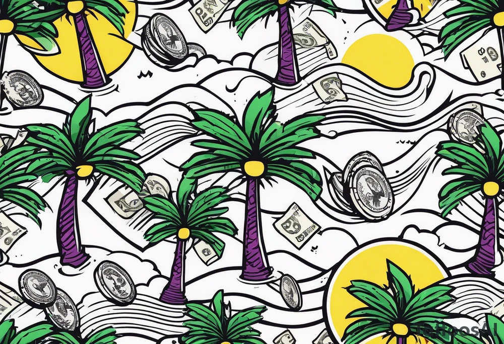 Palm trees, money tattoo idea