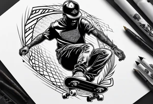Black person skateboarding tattoo idea