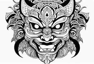 japanesenoh mask, anger, tattoo idea