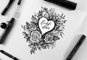 Small tattoo of a quote about self love in cursive tattoo idea
