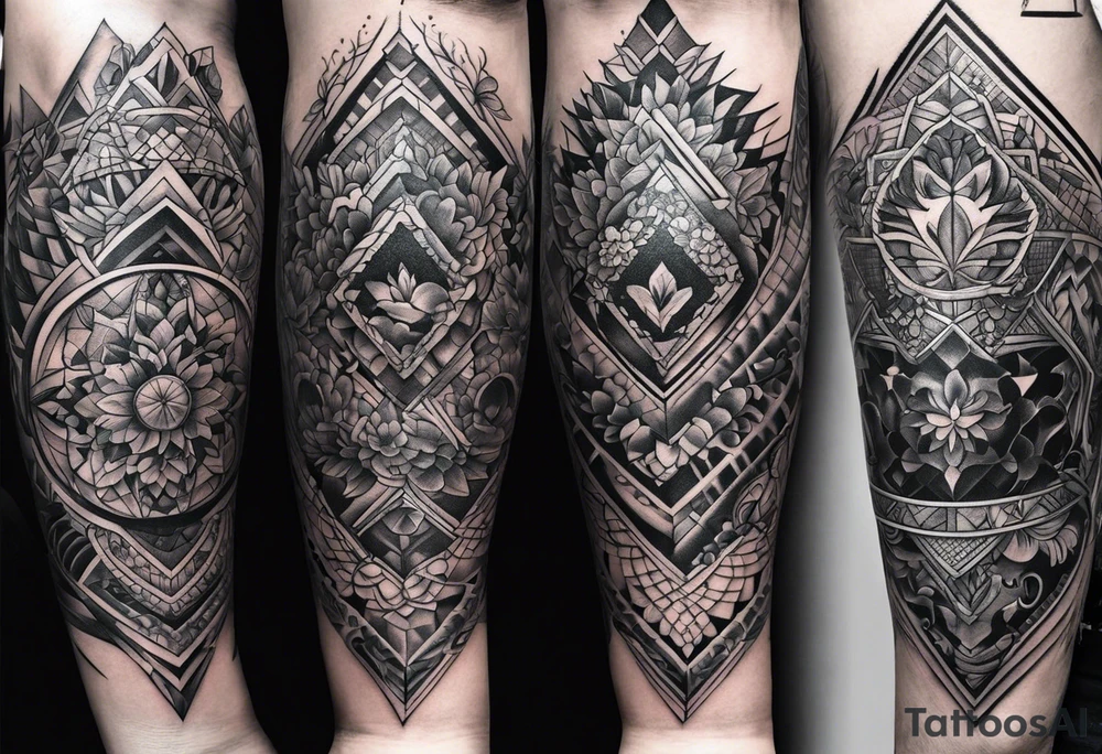 Full leg tattoo sleeve square tattoo idea