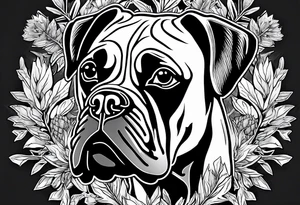 name boxer dog Waylon date 9/15/23 pinecones and trees tattoo idea