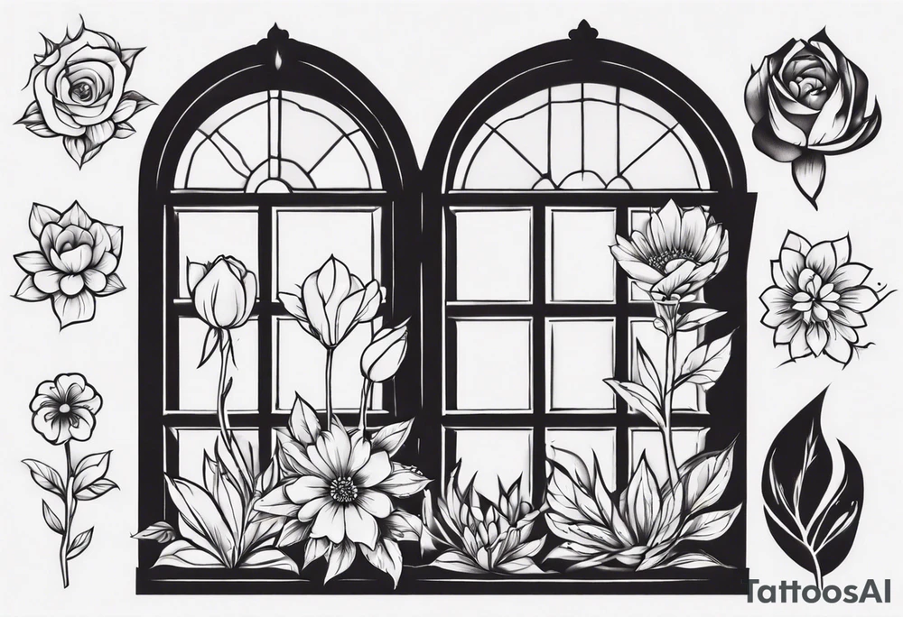 flower in a window tattoo idea