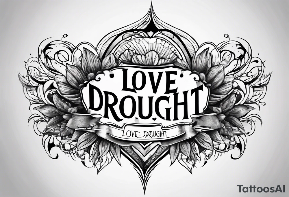 simple tattoo with the words "love drought" tattoo idea