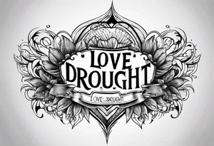 simple tattoo with the words "love drought" tattoo idea